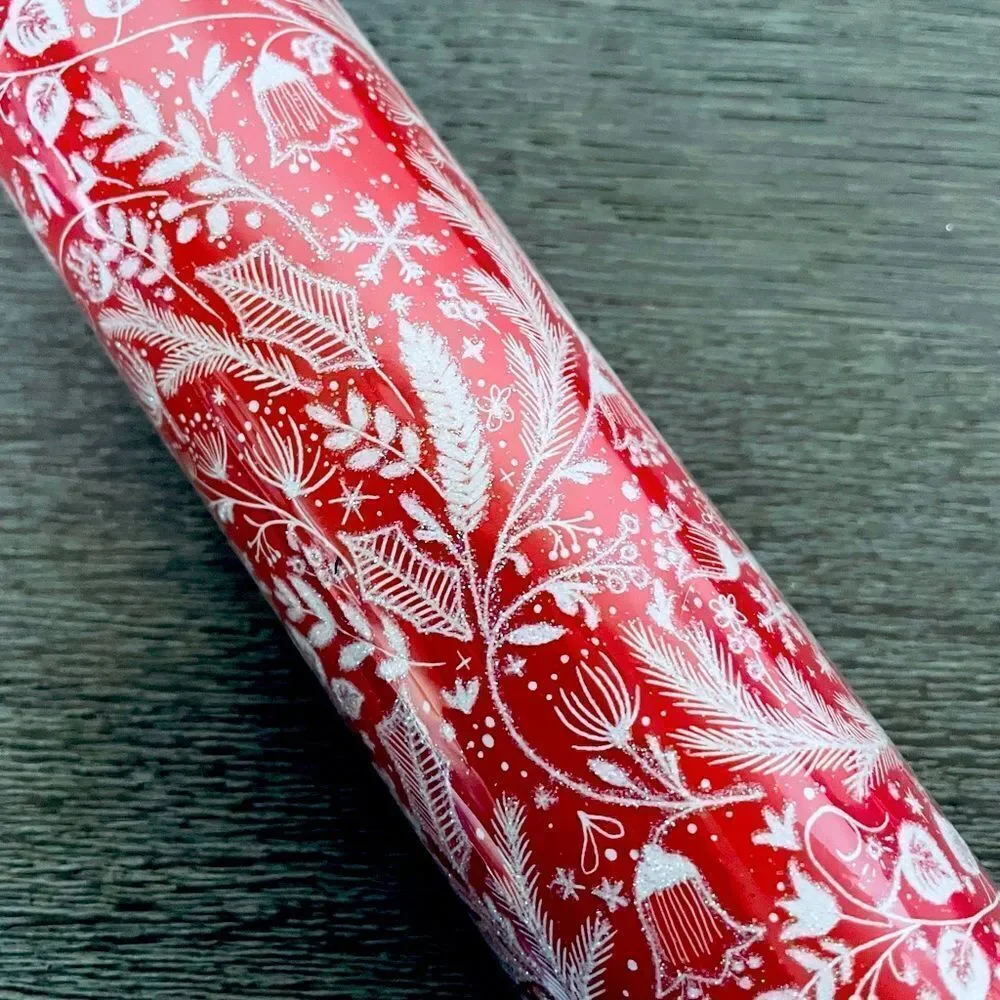 Botanical Woodlands Red White Glitter Premium Gift Wrap Wrapping Paper